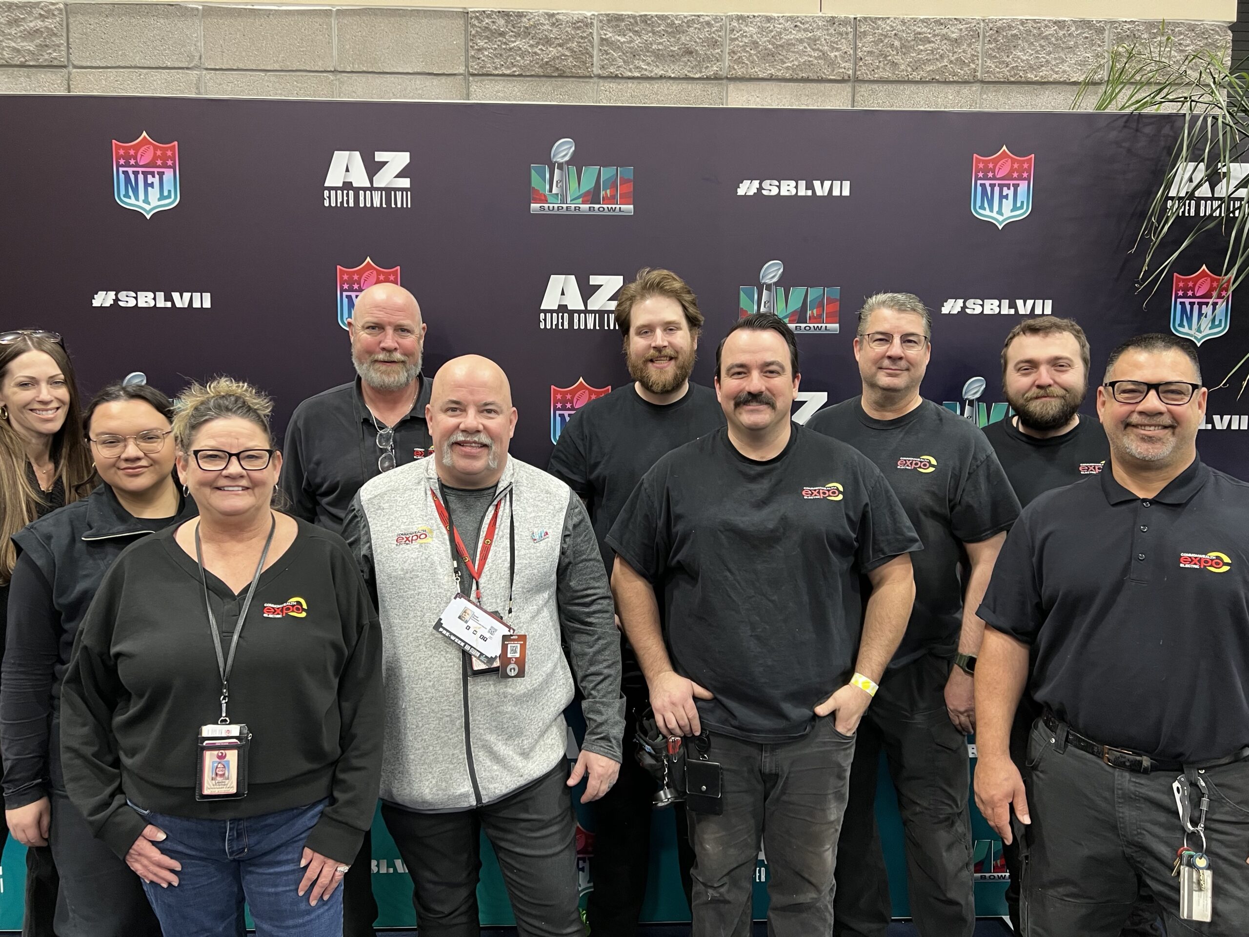 Our Expo team gathers for a picture at Super Bowl LVII