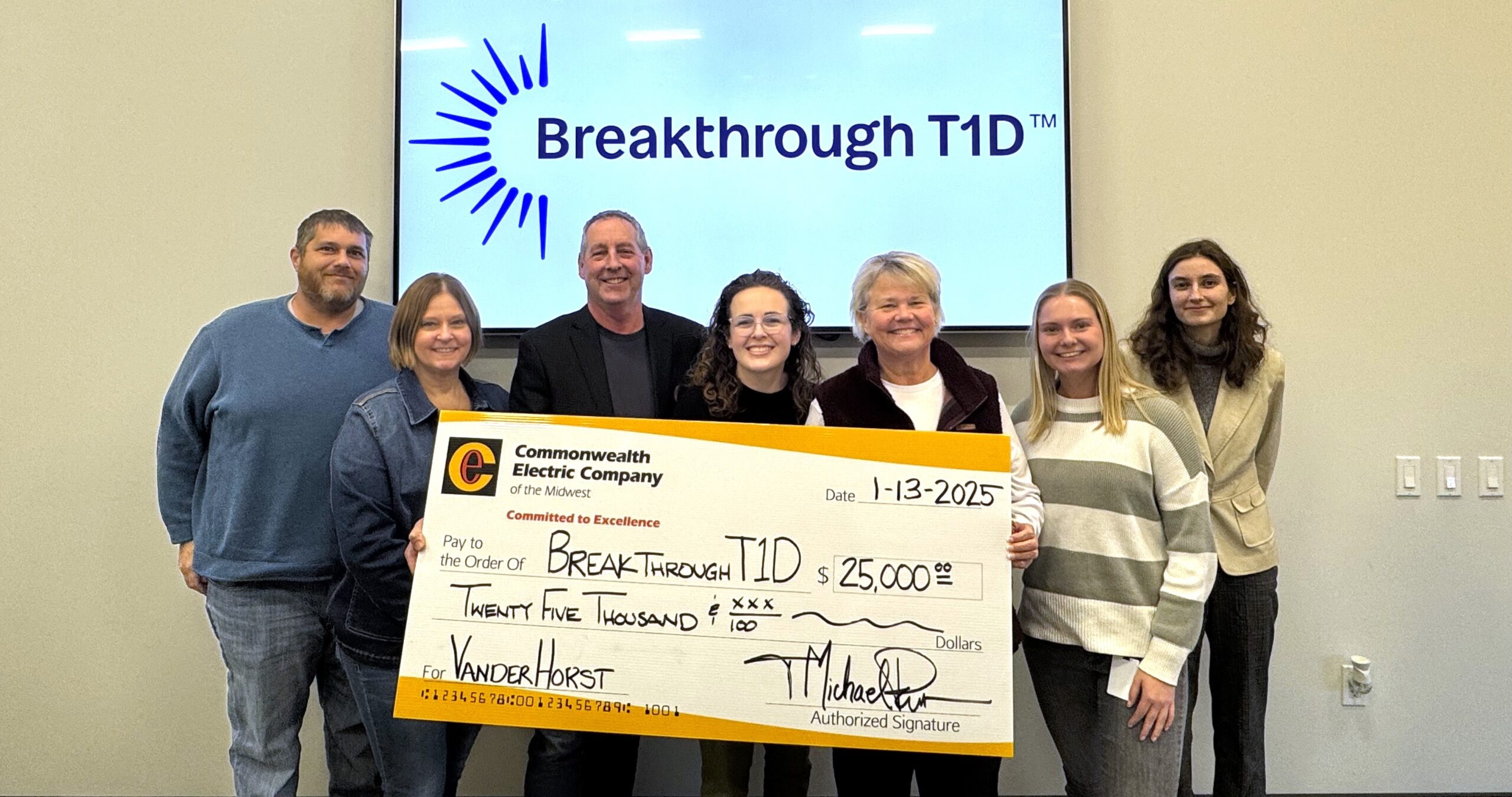 Commonwealth Electric Company of the Midwest Donates $25,000 to Breakthrough T1D, Formerly JDRF